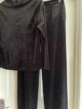 Ladies Sainsburys Tu Woman Wide Leg Trousers And Top Size 14 Black Used