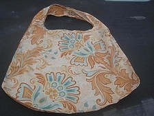 reusable shopping bag, William Morris arts & crafts style, floral, ochre, NEW