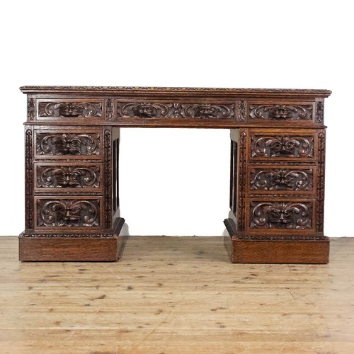 Antique carved oak - green, man