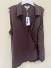 M&S Wrap Tunic Top Brown Size