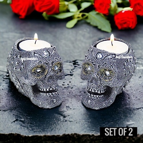 Skull candle holder - skull, ornament