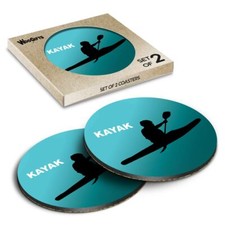 Round MDF Coaster Kayaking Kayak Canoe Gift Rafting #58188