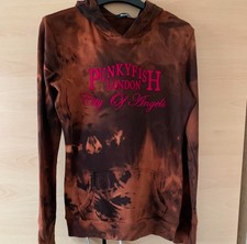Punkyfish Women Long Sleeve Tye Dye Rust Black Hoodie Size S Uk8-10