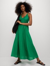 Marks & Spencer Womens Green Cotton Maxi Women Dress - M&S