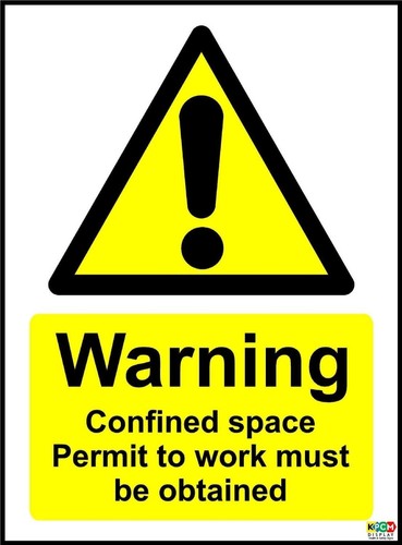 Warning confined space permit - warning,