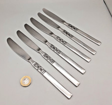 6 Vintage Mid Century Oneida Northland? Artistic Stainless Dinner Knives 22cm