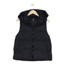 Uniqlo Quilted Vest Jacket Womens Size S Black Ultra Light Down Hooded