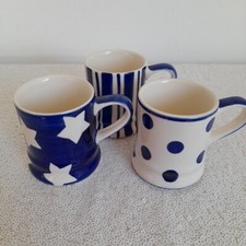 Whittard Of Chelsea Espresso Cups Tea Clipper Blue And White stars striped dot