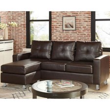 NNEDPE Sarantino Corner Sofa Couch with Chaise - Brown
