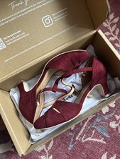 Charlie Stone Shoes Burgundy Suede Heels Vintage 1940s Inspired UK5 EU38