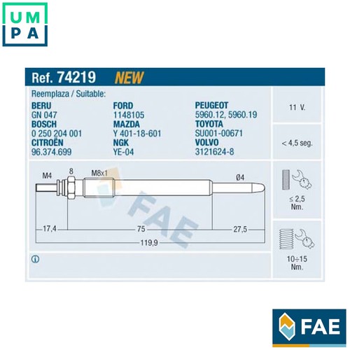Glow plug 74219 - glow, suzuki