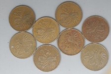 PNG - 2 Toea Coins * 8 - 1975 * 2, 1978, 1981 * 2, 1984, 1987 * 2