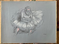Edgar Degas Silkscreen Print of Pastel Ballerina Drawing 26” X 20”.