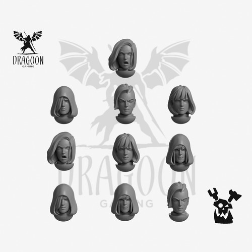 Female space knights heads - female,
