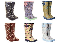 Womens Wellies Wellington Boots Waterproof Rain Festival Wide Calf Winter Boots 