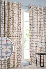Next Grey Vintage / Retro Floral Eyelet Blackout Curtains
