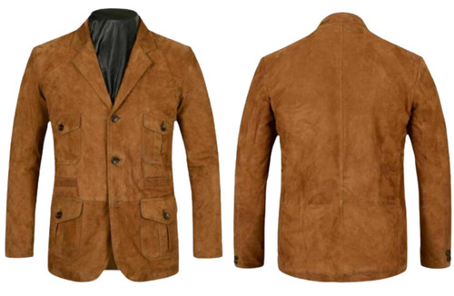Brown suede leather - suede, coat|