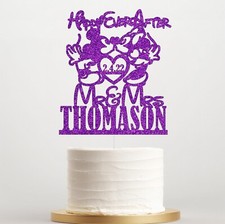 Personalised Mickey Minnie Wedding Cake Topper Date Romantic Glitter 17cm