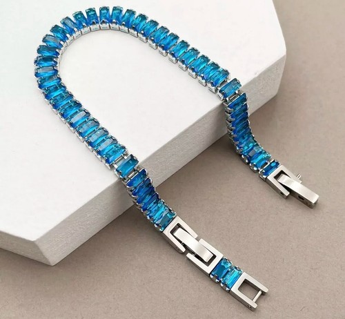 Silver blue emerald cut - emerald,