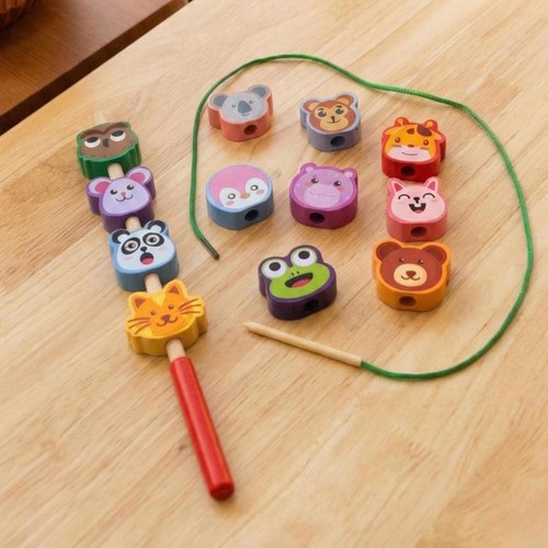 Wooden animal threading lacing - wooden,