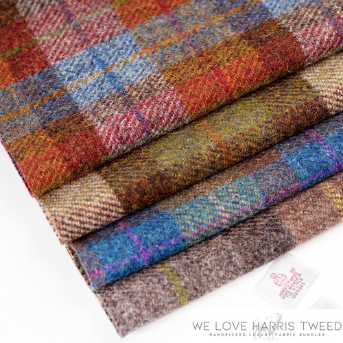 Harris tweed brown checks - tweed,