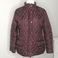 orvis ladies burgundy wine red quilted fleece lined country jacket 16 L