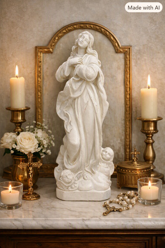 French antique statue mary - french,