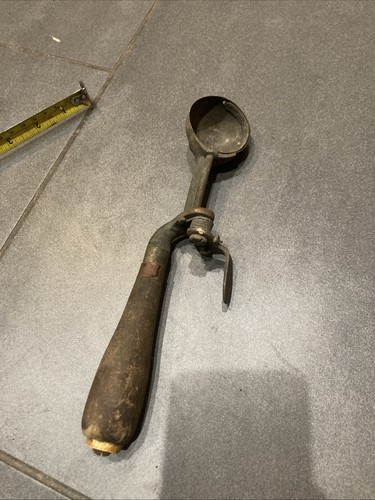 Vintage ice cream scoop wooden - cream,
