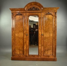 Victorian burr walnut triple