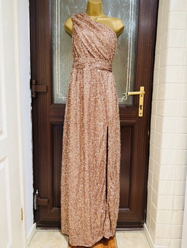 Rose gold one shoulder - one-shoulder, sequin