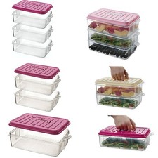 Food Storage Containers Multi Purpose Plastic Meal Lunch Box Clip Lock Lid 1 2 3