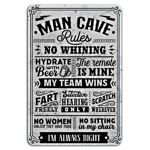 Man cave rules whining - man,