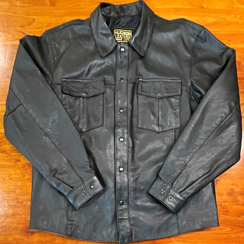 Vtg hudson leather mens black - hudson,