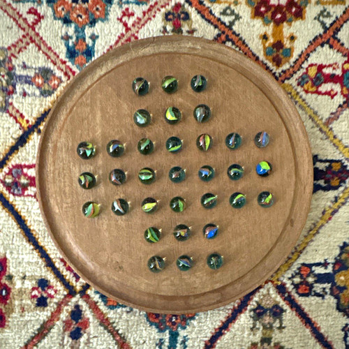 Wooden solitaire board with - wooden,