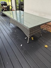 Large Garden Rattan & Glass Top Table Outdoor Patio Furniture