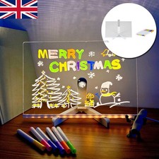 LED Note Board with Colors Acrylic Dry Erase Board with 7 Pens Home Office Gifts