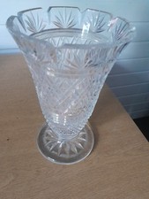 Heavy cut glass vase believed - cut,