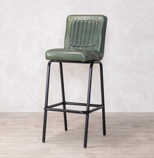 PINE GREEN LEATHER BAR STOOL