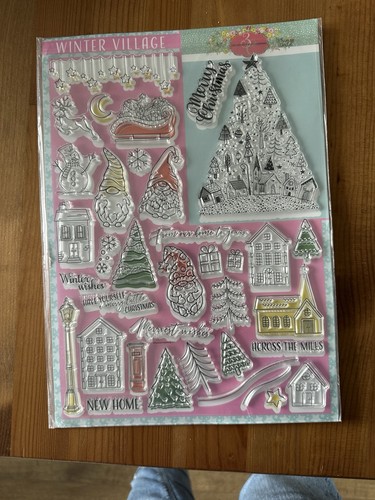 Winter village stamp set - village,