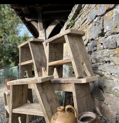 Rustic wooden stool side - rustic,