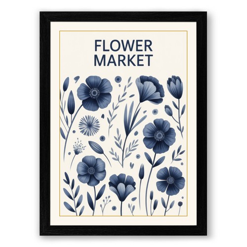 Flower market botanical - botanical, framed