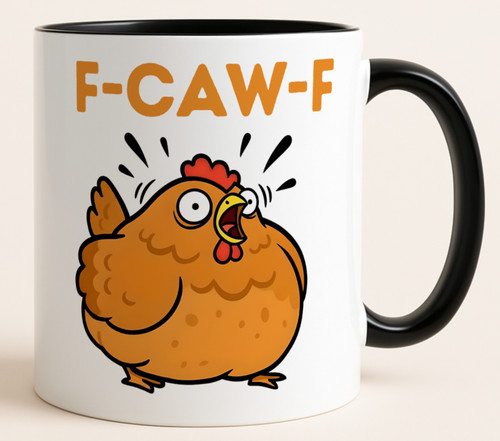 Caw funny chicken mug - f-caw-f,