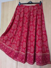 Indian Red Lehenga skirt size 12-14 Chaniya choli Bandhani Rangoli Christmas 