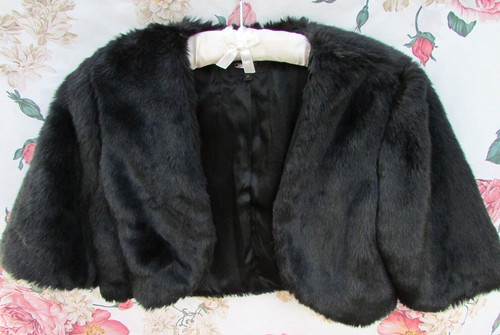 Black silky faux fur jacket - fur,