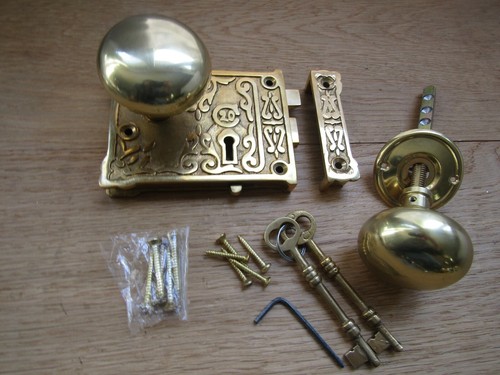 Solid brass door rim knob - brass,