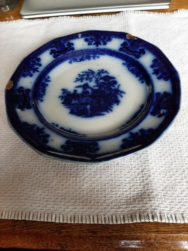 Antique flow blue plate - blue,