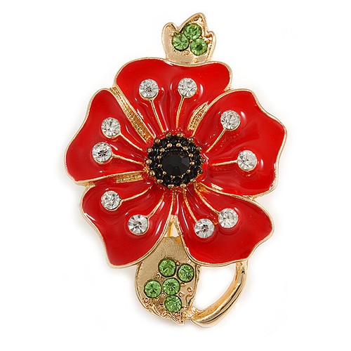 Bright red enamel clear - red, clear/