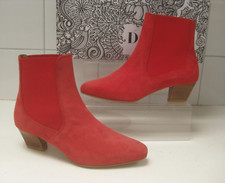 DUO RED SUEDE BOOTS 4 37 STANDARD leather ankle chelsea real EDISON TED & MUFFY