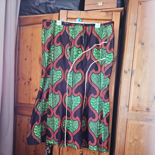 African tribal orange green - african,