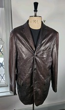 Vintage Hugo Boss Lamb Leather Blazer Men's UK 44 Brown 3 Button Jacket XL